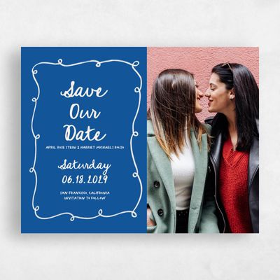 Cobalt, Blue Wedding Save the Date - Fairuza Landscape