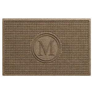 WaterHog Squares Monogrammed Doormat - Letter "M", Color Camel