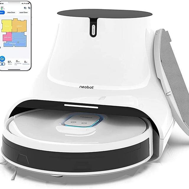 Neabot Q11 Robot Vacuum and Mop, 4000Pa Strong Suction Self Emptying Robotic Vacuum, Wi-Fi / Bluetooth Connectivity, APP & Alexa Control, Multi Floor Mapping, Ideal for Pet Hair, Hard Floor and Carpet