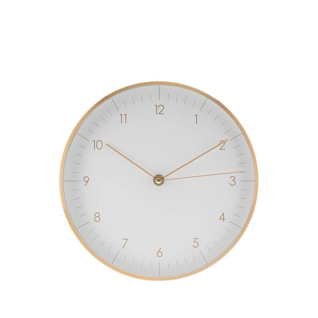 LUUK LIFESTYLE Quartz Wall Clock with Silent Movement and no Ticking, Scandinavian Design, Housewarming Gift idea, Decoration, in White and Gold