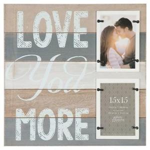 Gallery Solutions - Multiple Image Frame Love you more with 2 (4X6) opening Distressed Wood