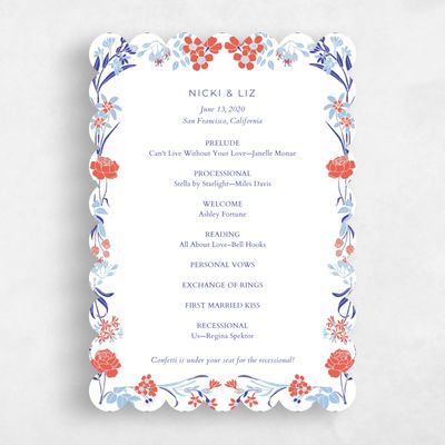 Red Scalloped Wedding Program - Starflower