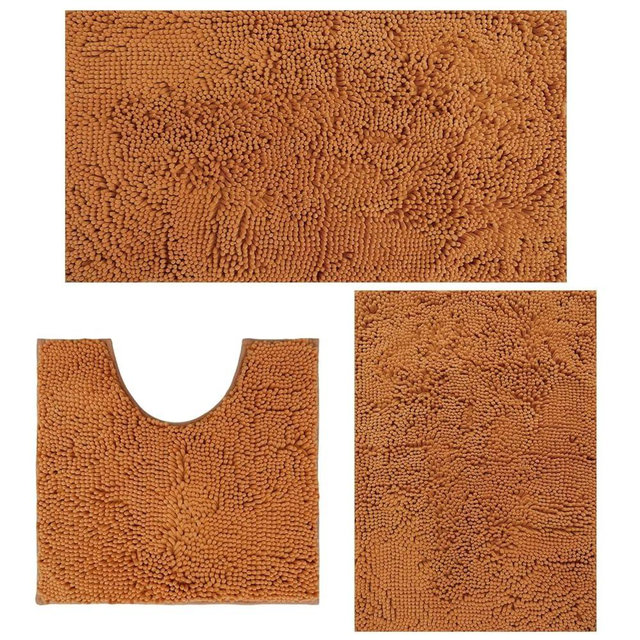 Flotstiga Bathroom Rugs Set 3 Piece Non Slip, Bath Rugs with PVC Backing, Absorbent, Plush Carpet Mats, Bath Mats for Bedroom, Kitchen, Tub, Home Decor (Champagne)