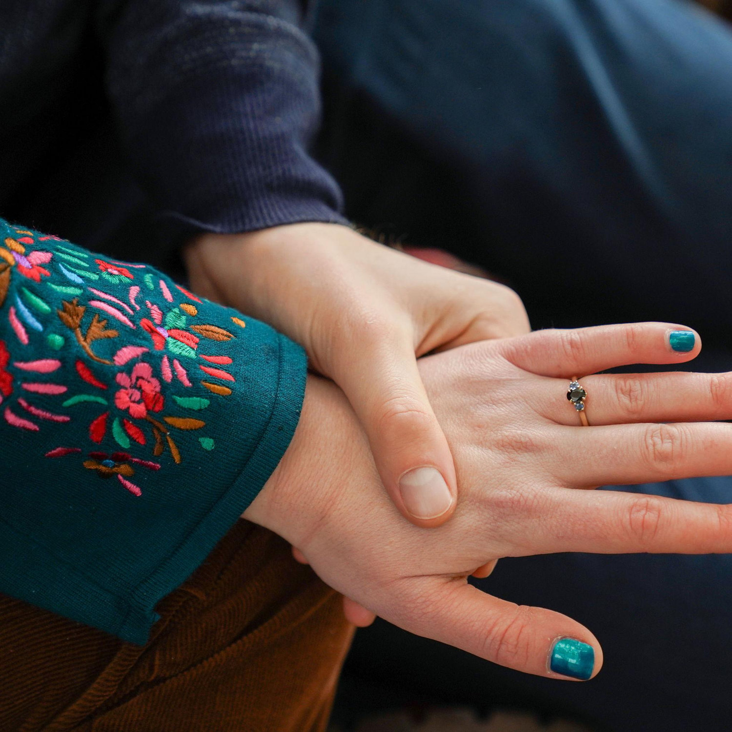 First professional photograph of the engagement ring we designed together.
