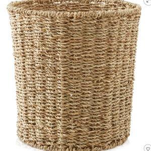 Casafield Waste Basket, Trash Can for the Bathroom, Bedroom, Laundry Room, Home Office - Woven Seagrass or Water Hyacinth