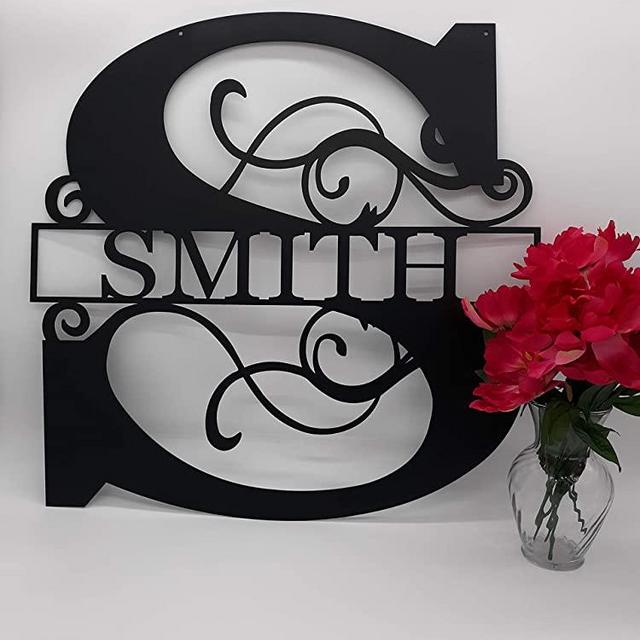 Split Letter Metal Monogram - Custom Last Name Sign - Split Letter Name Sign - Personalized Last Name Sign - Metal Family Name Sign - Door Hanger - Outdoor Metal Sign - Wedding Gift