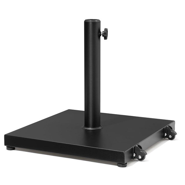 VredHom Patio Umbrella Base 43lbs Outdoor Umbrella Stand with Wheels, Heavy Duty Square Concrete Stand Market Umbrella, Black
