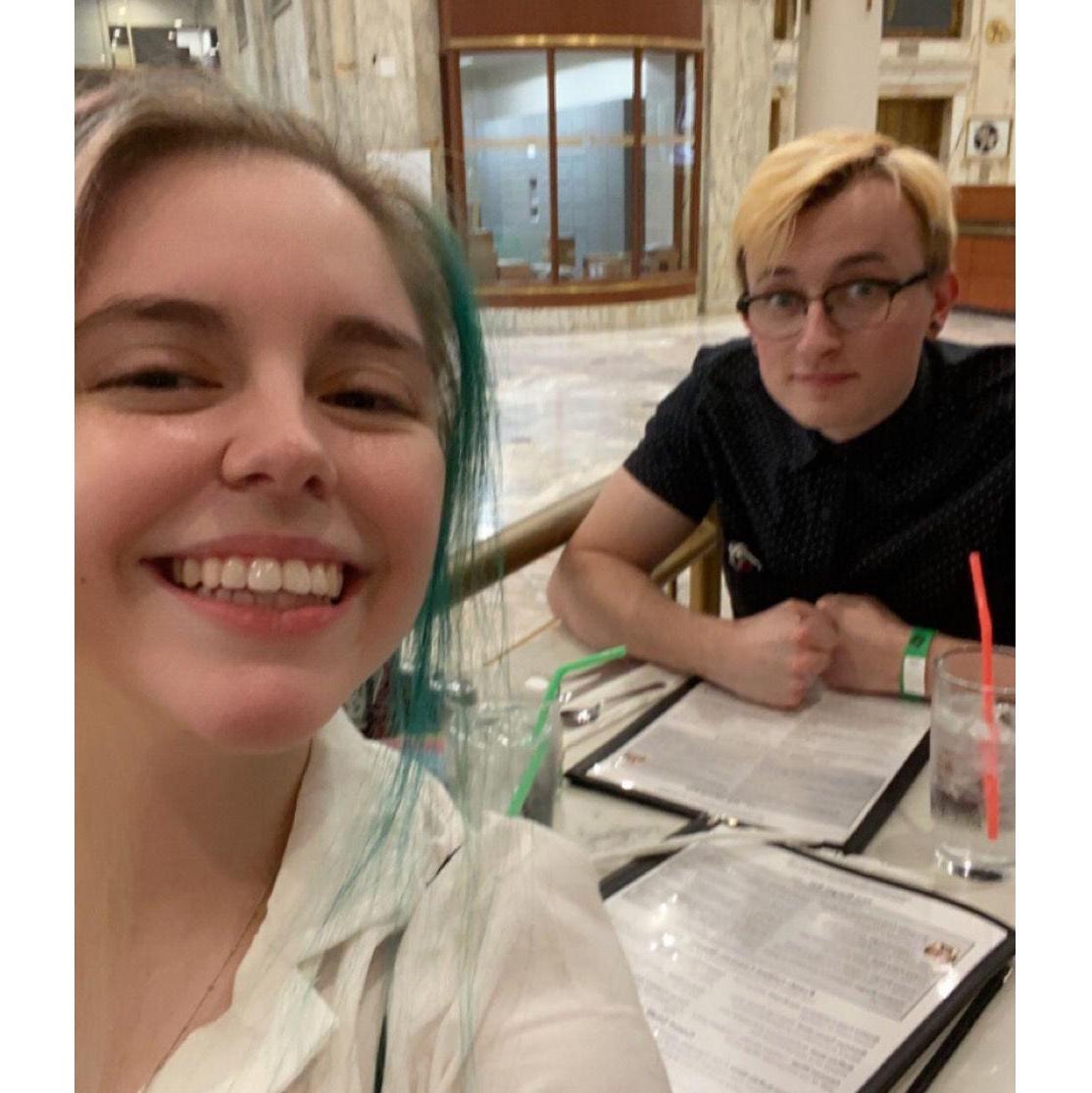 Here we are grabbing a quick bite before going to see a musical at Playhouse.