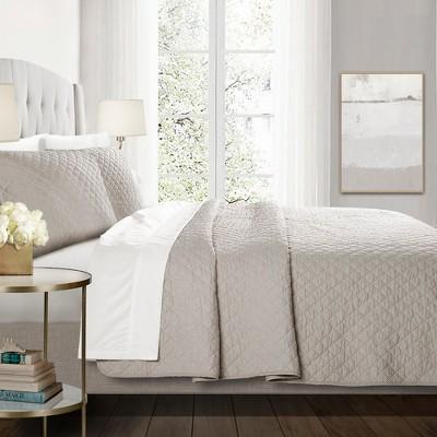 Ava Diamond Oversized Cotton Quilt Set - Lush Decor