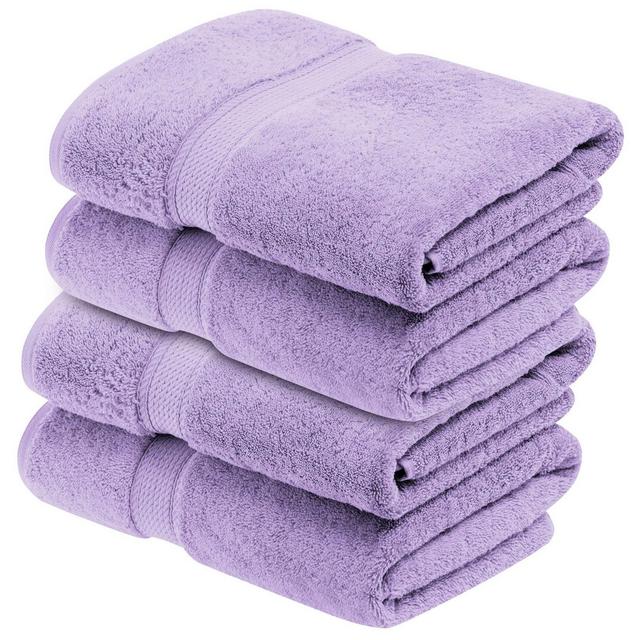 Luxury Cotton Heavyweight Ultra-Plush Bath Towel Set of 4, Purple - Blue Nile Mills
