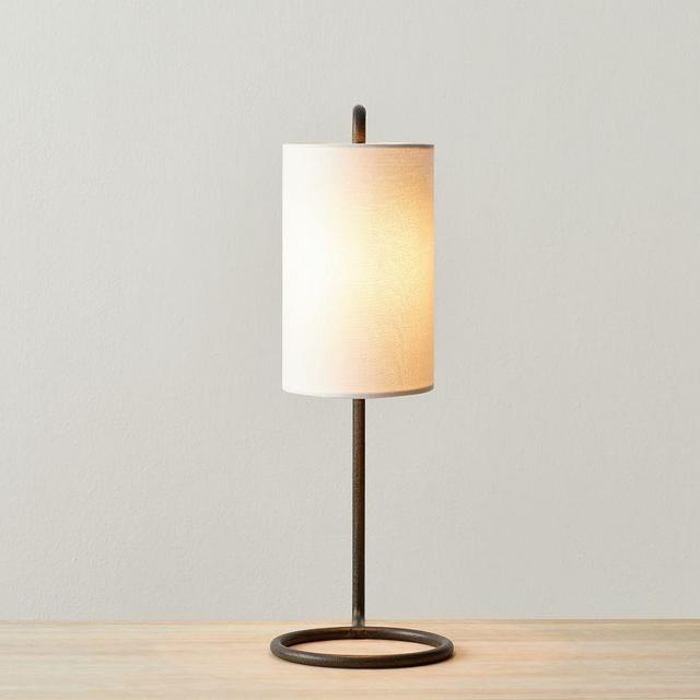 Erin Metal Table Lamp with White Erin Shade, Bronze