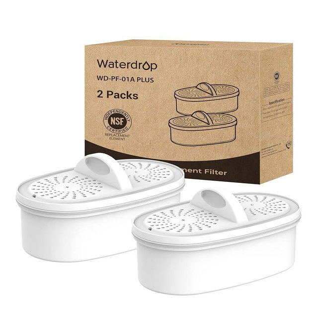 Waterdrop WD-DF-01A Plus NSF Certified Replacement Filters for All Waterdrop Dispenser Filtration System, Reduces PFAS, PFOA/PFOS, Chlorine, Last Up to 2 Months or 200 Gallons (2 Pack)