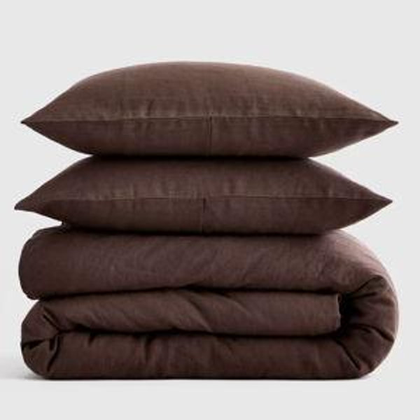 European Linen Duvet Cover Set - Full/Queen Espresso