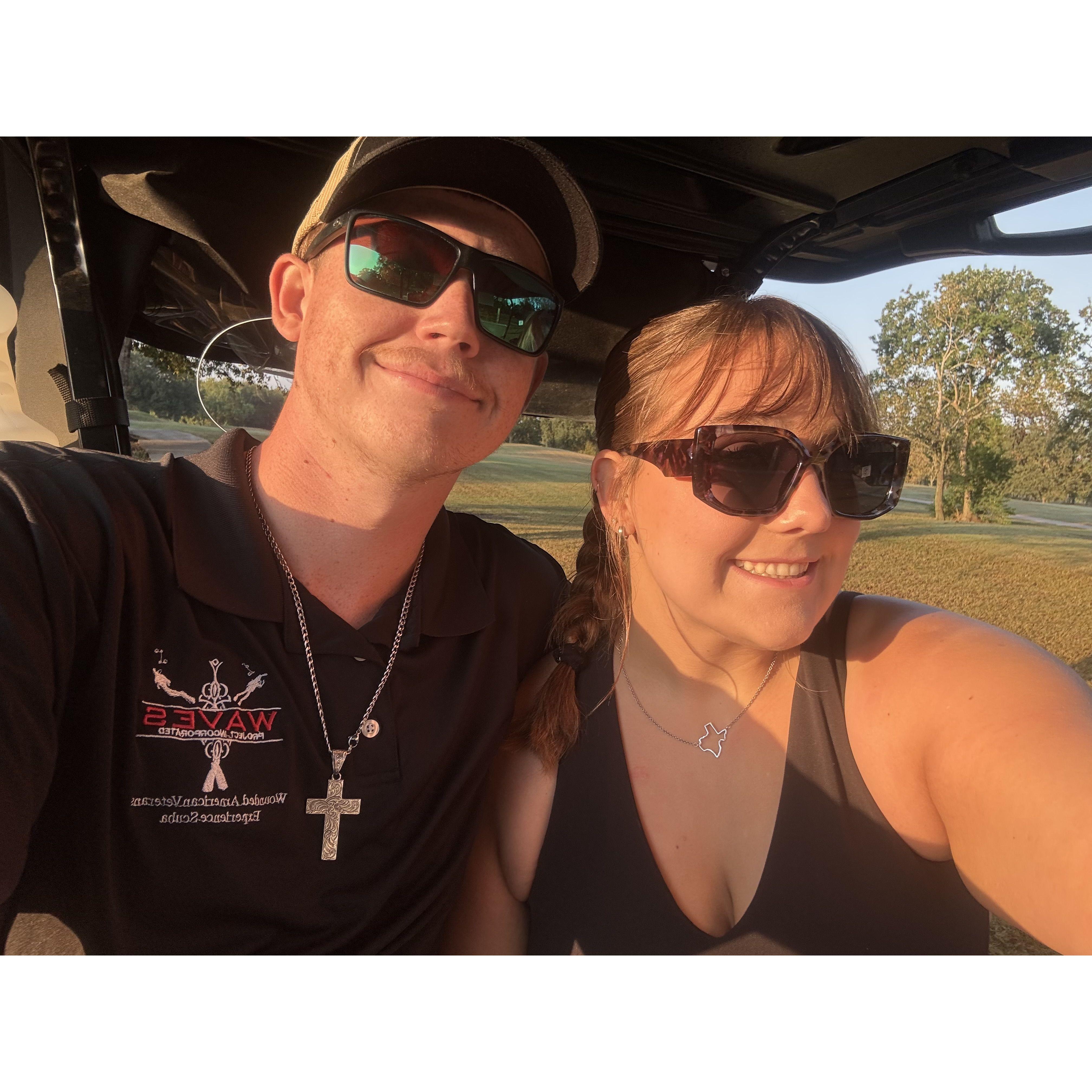 Maddie & Ethan at a golf tournament event for Ethan's dad Jeff