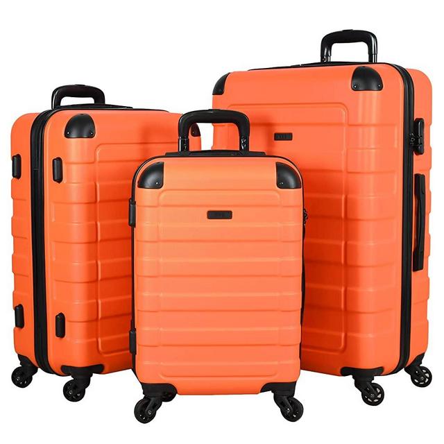 Travel “Prime” 3-Piece Hardside Spinner Luggage Set (ORANGE)
