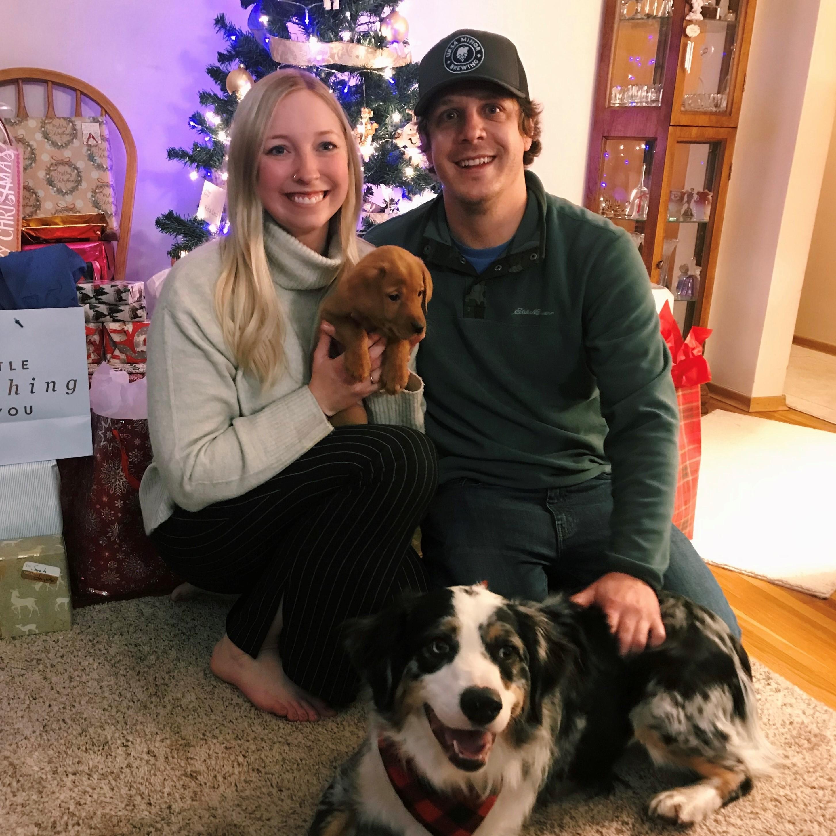 Our first Christmas with Roxy! We couldn't figure out what to name her, but when Ryan's nieces got to meet her they said "It's Roxy!" "Roxy is here!" So, just like that, her name was Roxy!