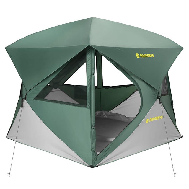 Camping Tent,Instant Cabin Tent, Setup in 60 Seconds, 4 Person Pop up Tents for Camping, Hub Tents, Rainfly, Windproof, UV Resistant, Large Camping Tent Sun Shelter with Removable Floor