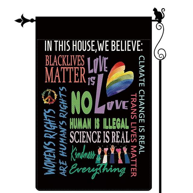 Gormcore in This House,We Believe Garden Flag Love is Love Black Lives Matter Garden Flag Vertical Double Sided Rustic Farmland Burlap Yard Lawn Outdoor Decor 12.5x18