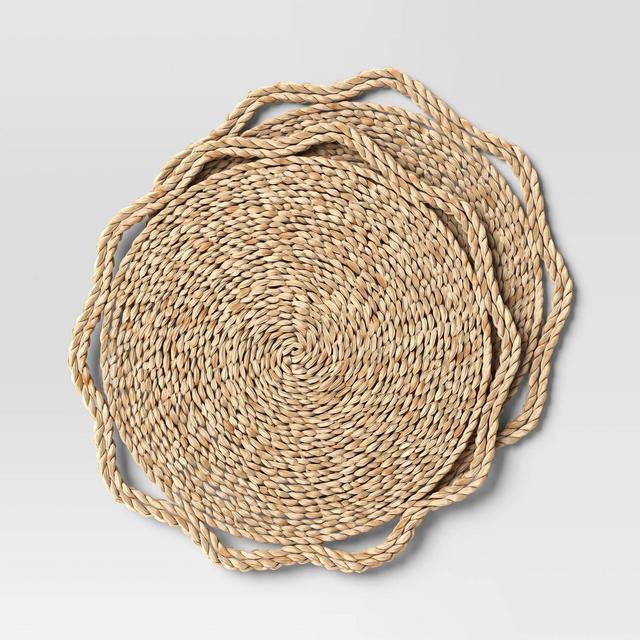 2pk Woven Seagrass with Wavy Border Charger New ivory - Threshold™