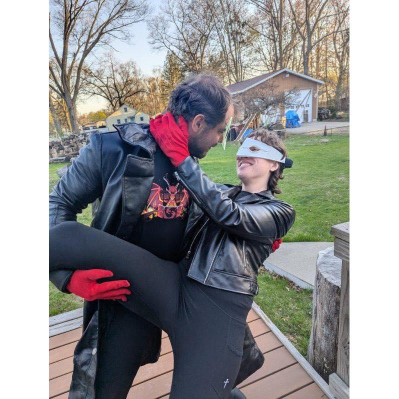 Working on our couple's costumes for the reception.