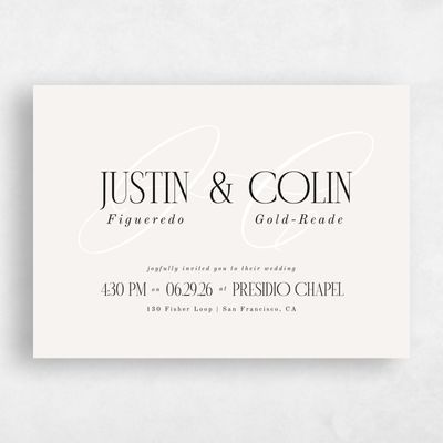 Light Oatmeal, Beige Wedding Invitation - Ferrara Type