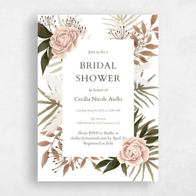 White Greenery Wedding Wedding Shower Invitation - Segovia Portrait