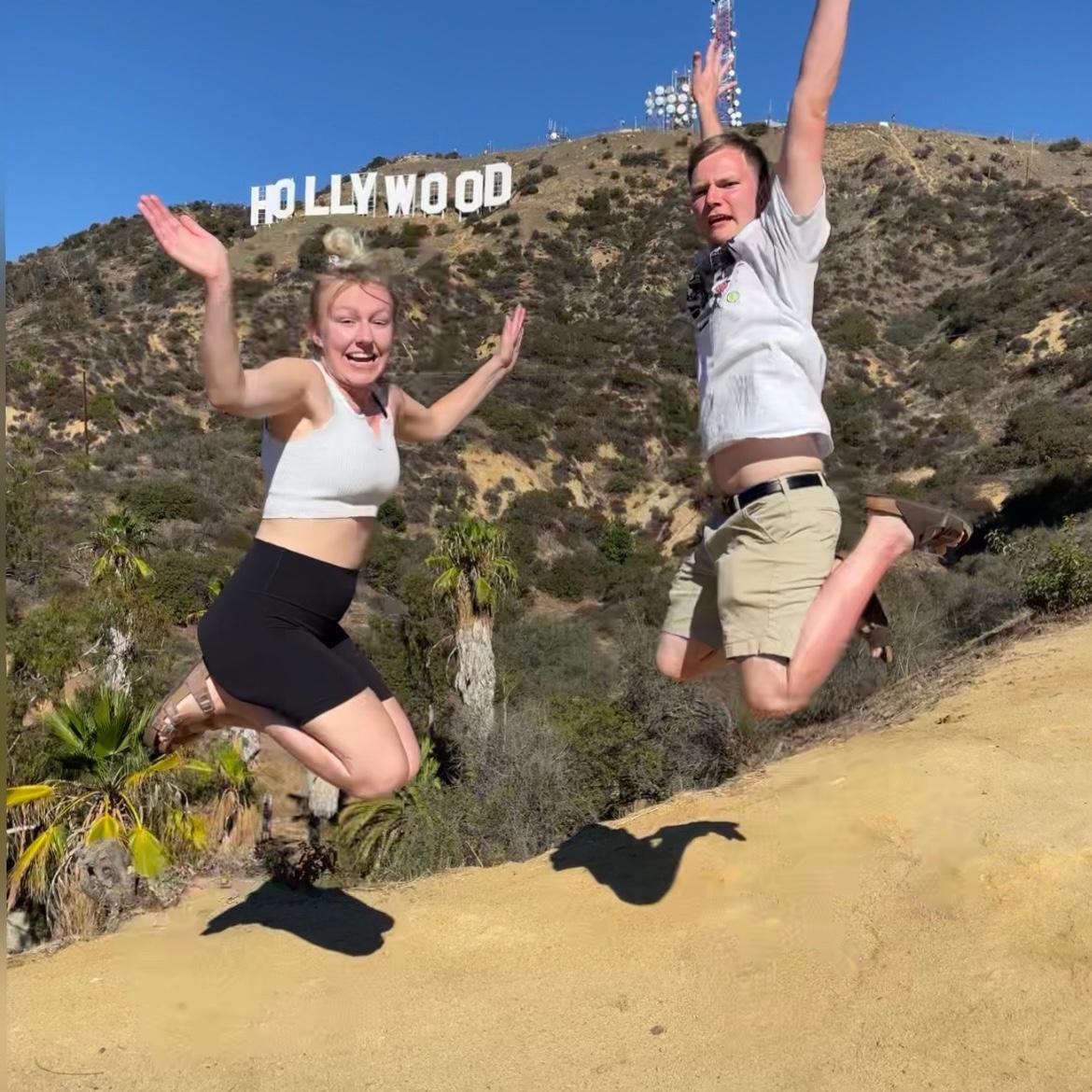 First time to Hollywood! We hiked to the Hollywood sign and had our hiking guide snap this jumping picture.
