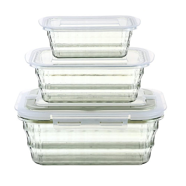 Taiuloo Set of 3 Food Storage Container, BPA Free Salad Bowls with Lids, Salad Lunch Container To Go with Handle, Plastic Meal Prep Storage Containers for Snacks, Fruits, Green