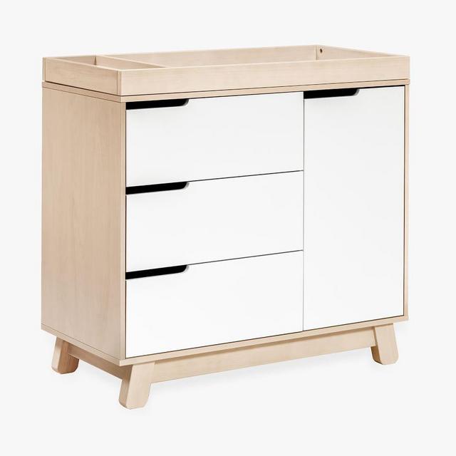 Babyletto Hudson 3 Drawer Dresser & Topper Set, Washed Natural/White