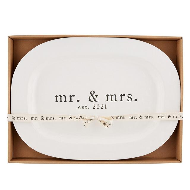 Mud PieWedding Collection Mr & Mrs EST. 2021 Oval Platter