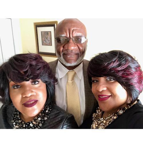 John and his twin daughters. Loyce & Joyce.