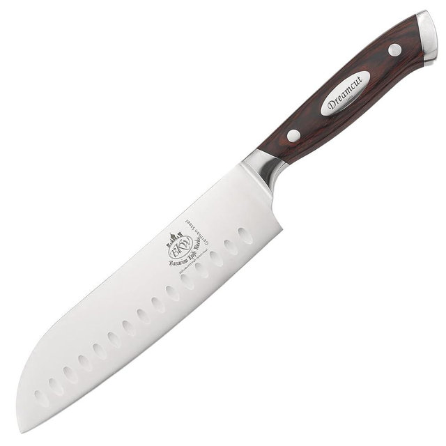 Bavarian Knife Works Premium Quality 7 Inches Santoku Knife, Razor Sharp, Made of German Steel, Ergonomic Pakkawood Handle, Light Weight Easy to Sharpen