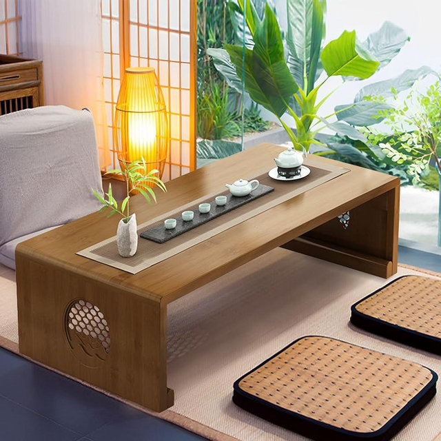 rzoizwko Folding Coffee Table Foldable Japanese Floor Table Low Table for Living Room,Dining Room,Tea,Tatami,Home Decoration (39.37 * 19.68 * 12.2 INCH)