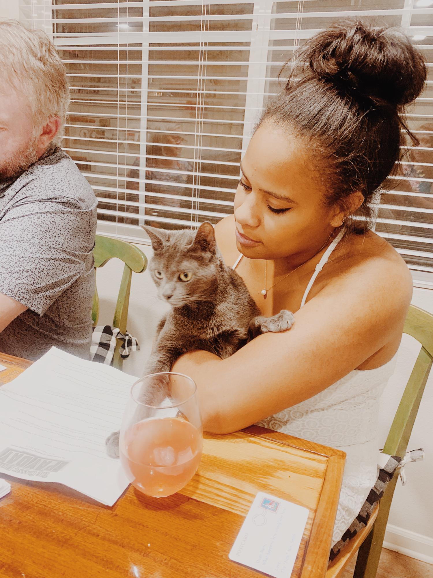 Chev and her trusty sidekick Italics the cat.
