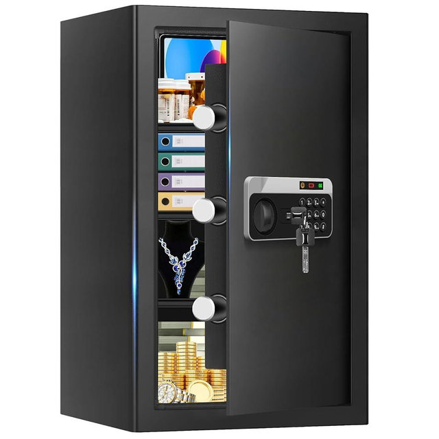 5.2 Cuft Large Fireproof Safe, Security Home Safes Water and Fireproof with Digital Keypad, Removable Shelves and Alarm System, Anti-theft Safes for Home Use Fire and Water Proof for Documents