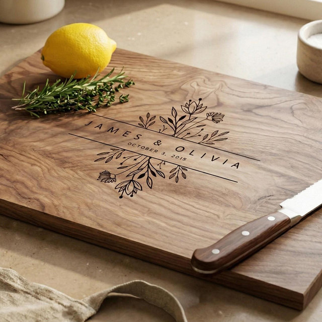 Personalized Walnut Cutting Board, Custom Wedding Gift, Engraved Couples Name, Bridal Shower