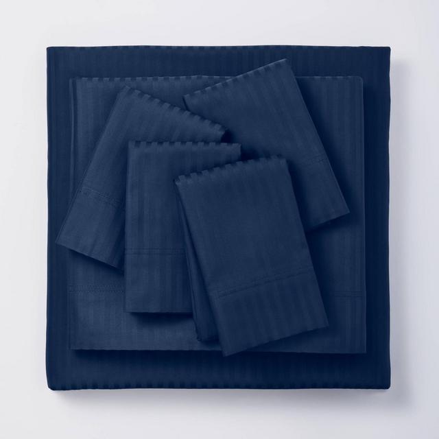 Full Damask 6pc 400 Thread Count Solid Sheet Set Indigo - Threshold Signature™