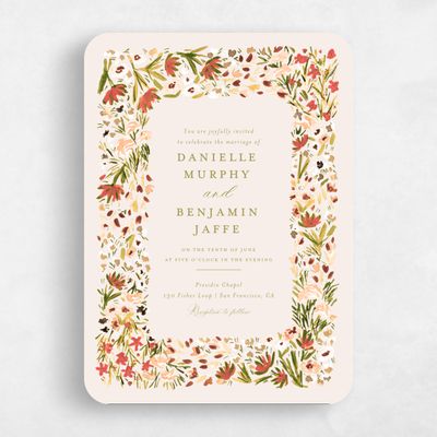 Beige Rounded Wedding Invitation - Giverny Portrait