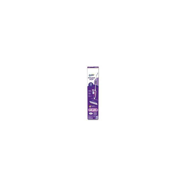 Swiffer PowerMop Starter Kit, 15.4 x 5.3 White/Purple Cloth Head, 26" Silver Aluminum Handle