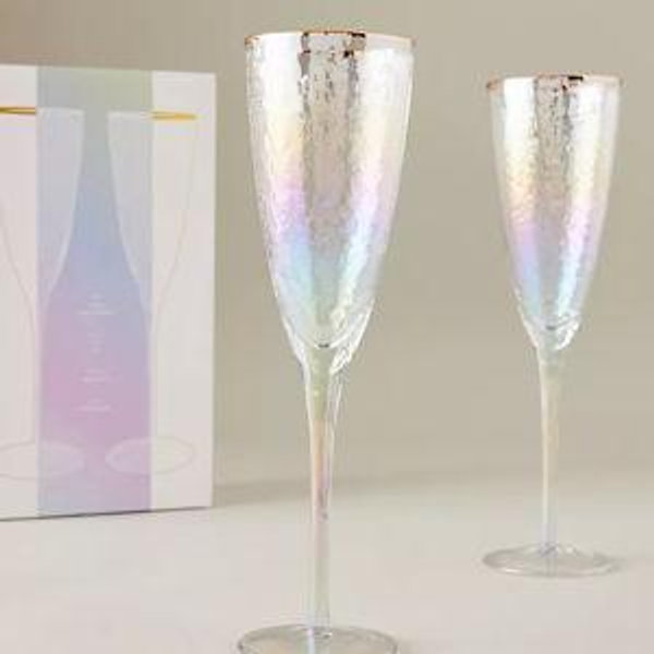 Zaza Lustered Flutes, Set of 4