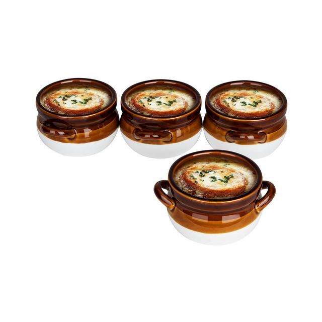 Mind Reader French Onion Soup Bowl Crocks with Large Handles Set, 4 Piece