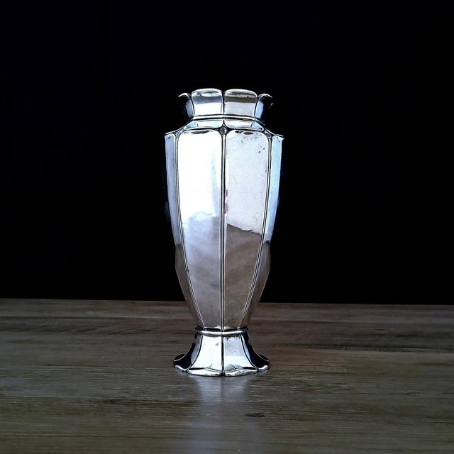 Christofle Paris Art Deco Grand Vase finished with Silverplate Circa 1920.