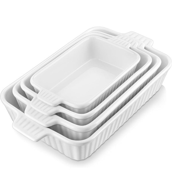 MALACASA Porcelain Baking Dishes, Ceramic Bakeware Sets of 4