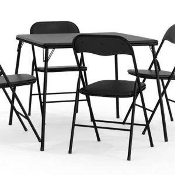 Flash Furniture 5 Piece Folding Card Table and Chair Set - Black