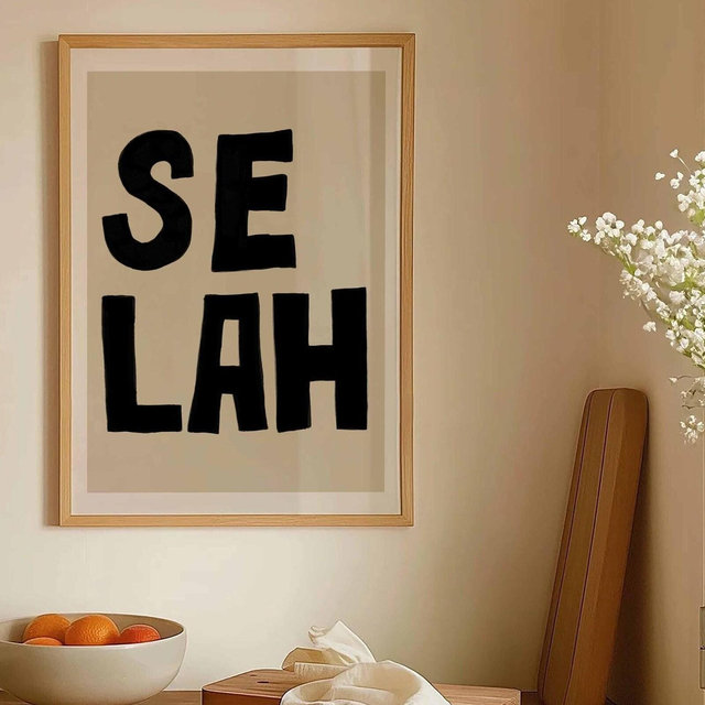 Selah Jesus Art Print Retro Christian Poster Trendy Modern Bible Sketch Mid Century Christian Retro Kitchen Decor Aesthetic God Letter Psalm