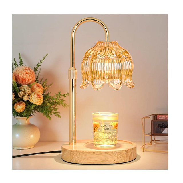 Flower Candle Warmer lamp with Timer Dimmer,Adjustable Height Candle Warmer,Fits All Jar Scented Candles,Christmas Gifts for Mom Women,Candle Lamp for Bedroom Home Decor,Flower Amber