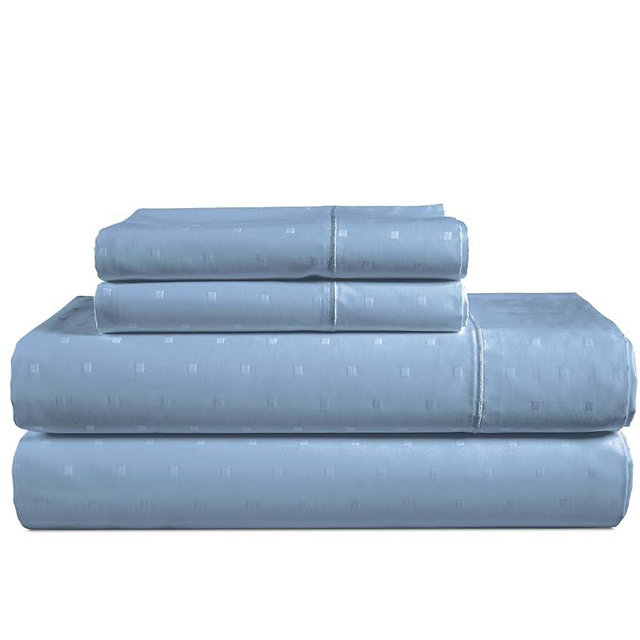 LANE LINEN 100% Egyptian Cotton Bed Sheets - 1000 Thread Count 4PC Queen Sheets Set, Long Staple Cotton Bedding Sheets, Sateen Weave, Luxury Hotel Sheets, Deep Pocket, Swiss Dot - French Blue