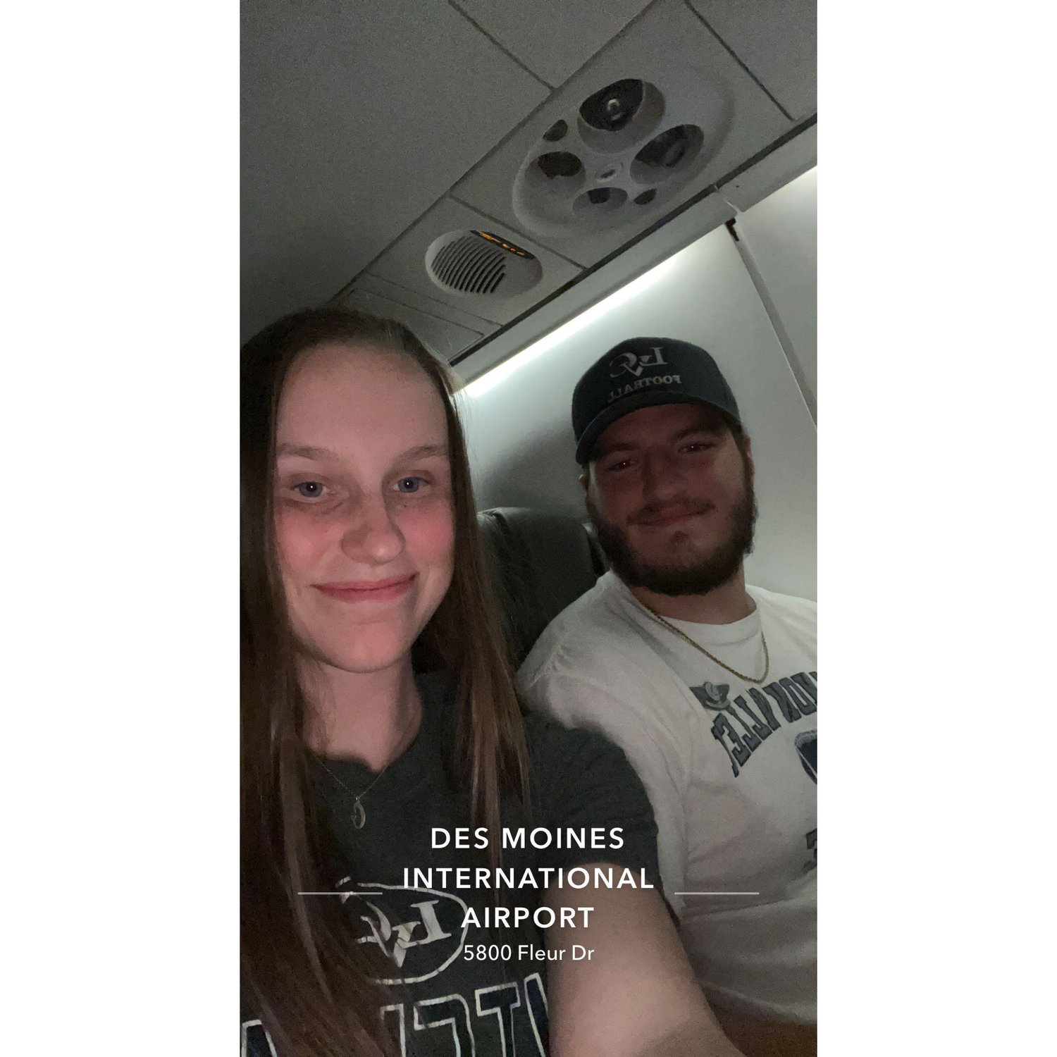 Cody's first time on an airplane on his way to see Olivia's hometown after our Sophomore year