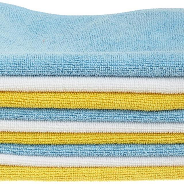 AmazonBasics Blue and Yellow Microfiber Cleaning Cloth, 36-Pack