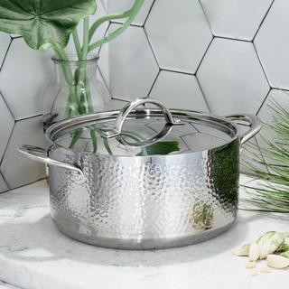 Vintage Tri-Ply Hammered Stockpot with Lid